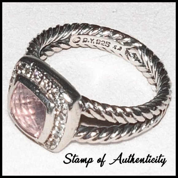 DAVID YURMAN PETITE ALBION® MORGANITE & DIAMONDS | SIZE 6.5 (with D.Y. Pouch) - Picture 2 of 5